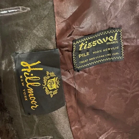 Vintage Tissavel of France Hillmoor New York Brown Faux Fun Coat Size L - Picture 3 of 3